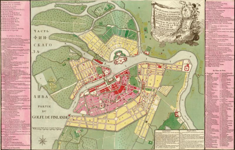 Map of St Petersburg in the mid-18th century