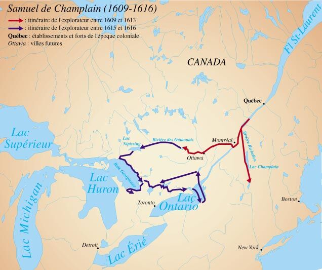 Exploration du territoire par Samuel de Champlain, 1609-1616