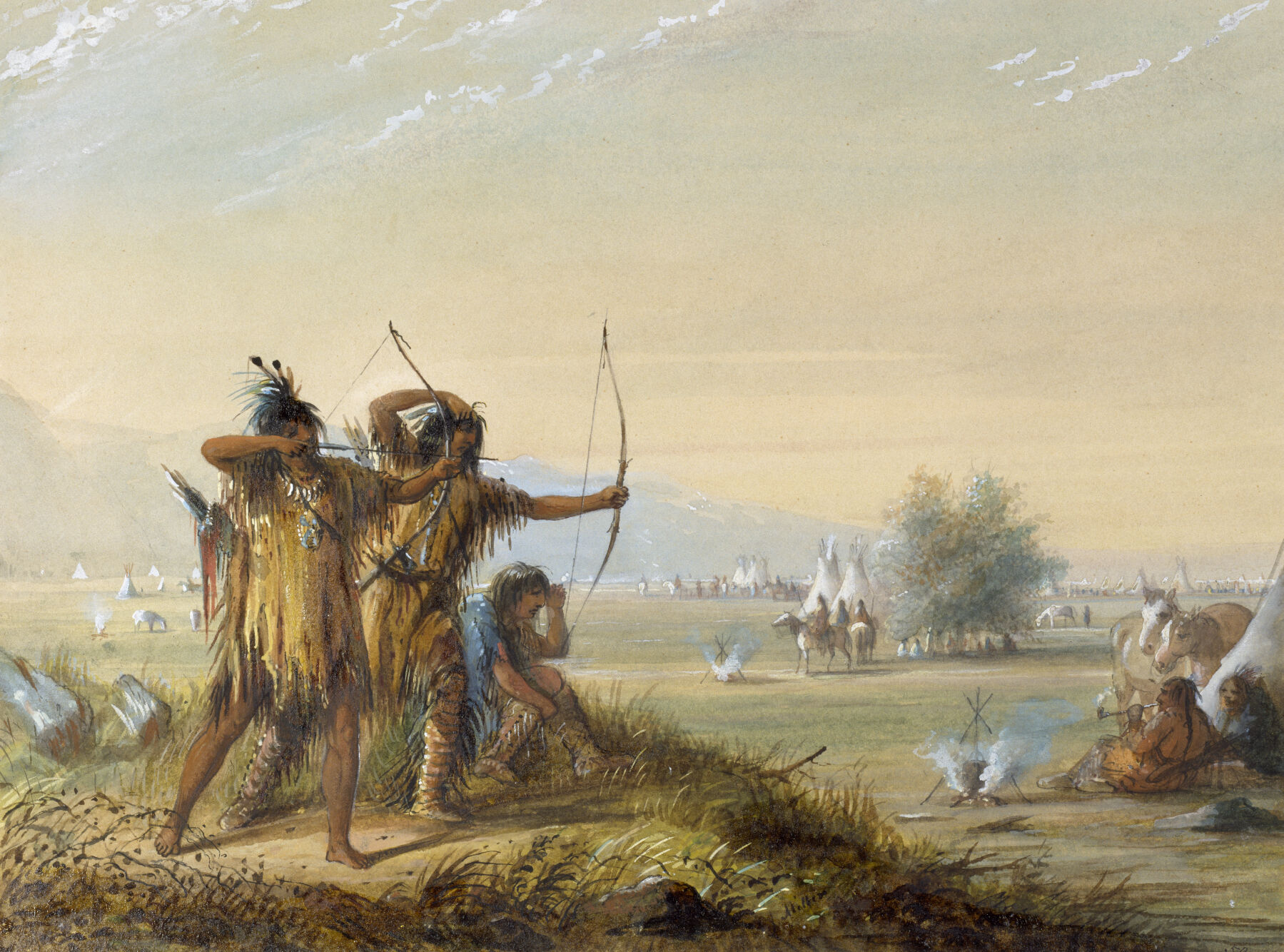 Indigenous Peoples Using Bows and Arrows.