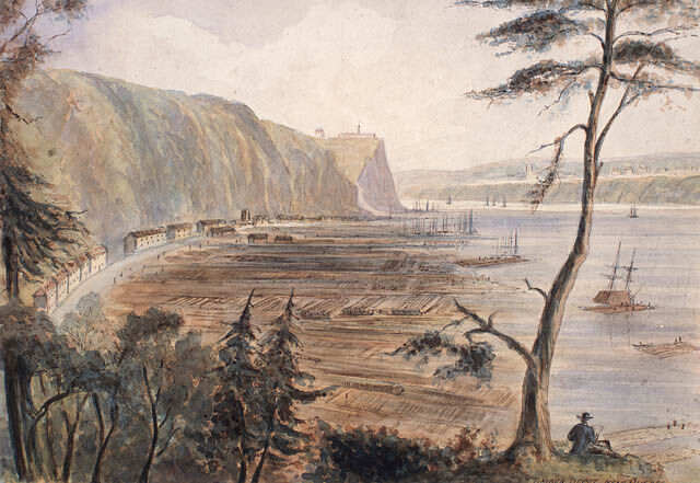 Timber Depot near Quebec City in 1838.