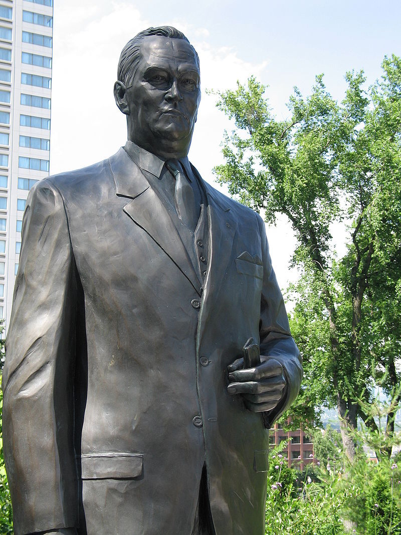 Statue of Jean Lesage facing the National Assembly in Quebec City.