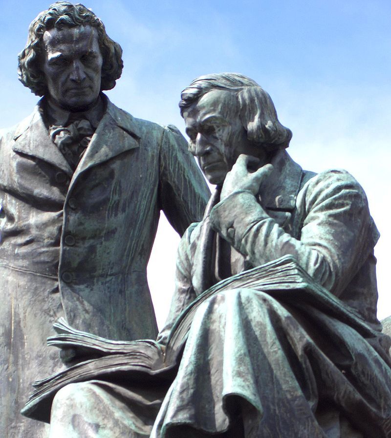 Statue of the Grimm brothers in Hanau, Germany.