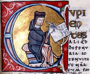 A copyist monk in the Middle Ages