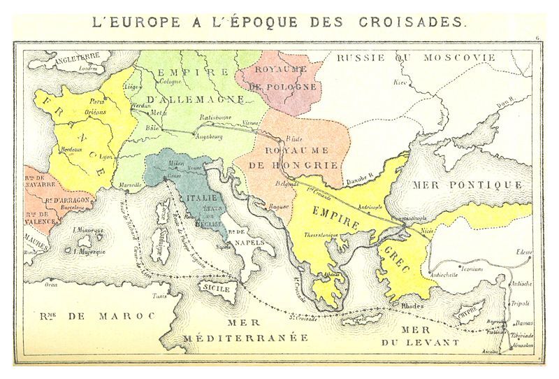 Carte des toutes les croisades du Moyen Âge