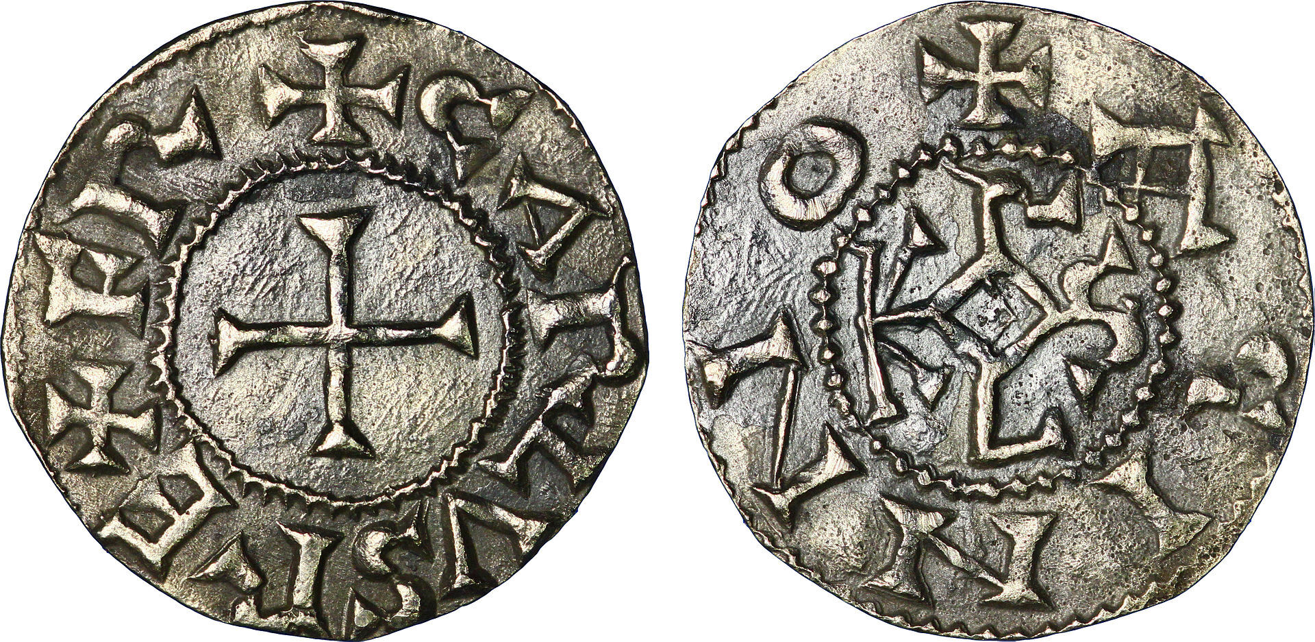 Pièces de monnaie du 8e siècle sous Charlemagne