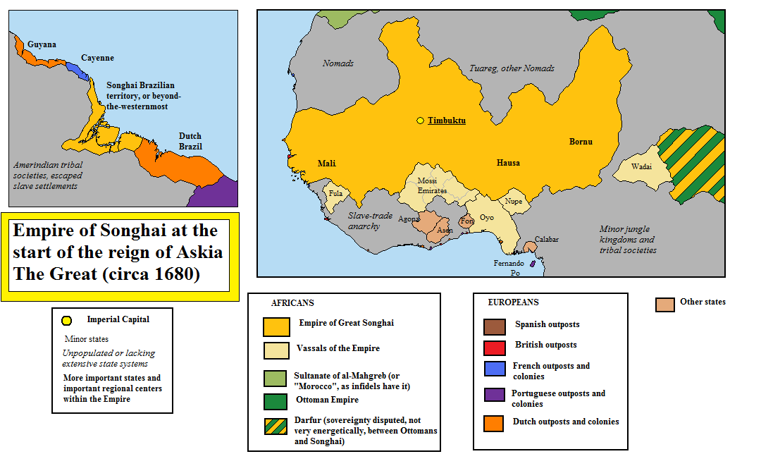 Map of the Songhai Empire at its peak.