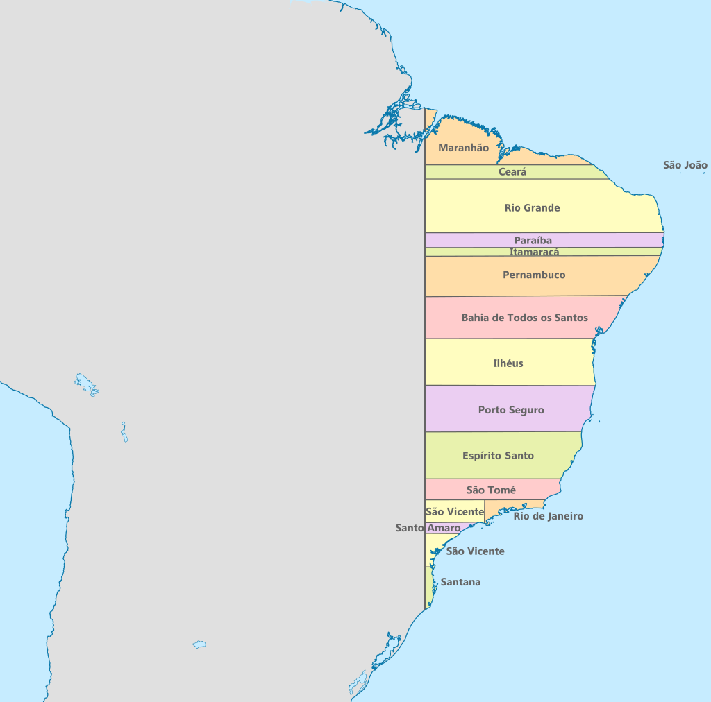 Le territoire portugais en Amérique en 1534