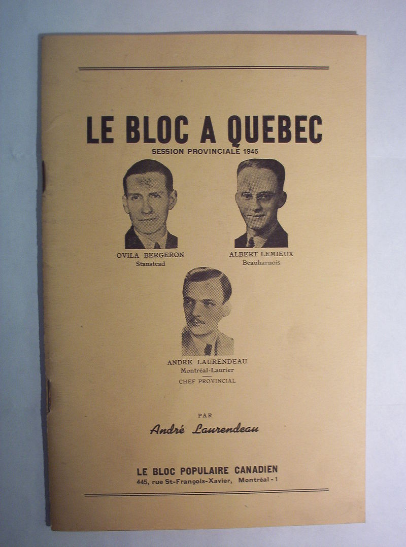 Brochure de la section québécoise du Bloc populaire canadien, en 1945