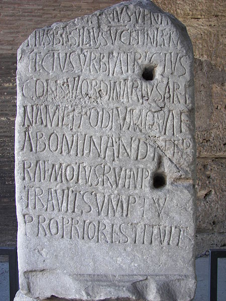 Latin inscription on the Colosseum in Rome