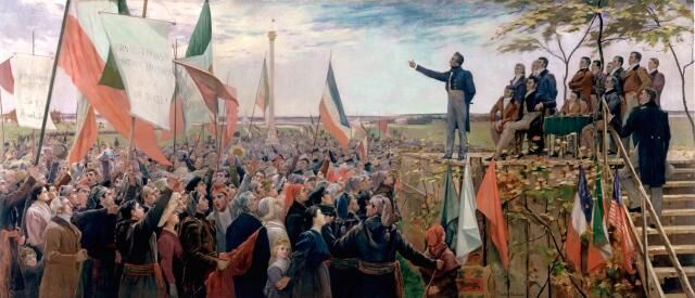 Canadien protests against the English government in Saint-Charles-sur-Richelieu, 1837.