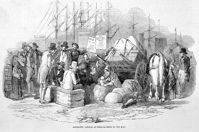 Irish people left the United Kingdom to come to America.