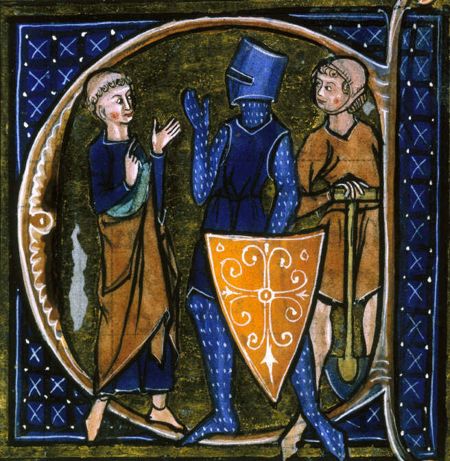 Les trois ordres au Moyen Âge:le clergé (gauche), la noblesse (centre)&nbsp;et le tiers-état (droite).