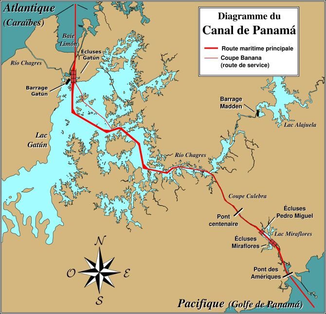 Le Canal de Panama relie l’océan Pacifique et l’océan Atlantique