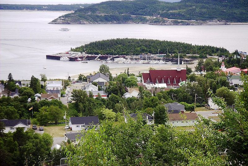 The confluence of the Saguenay and the St. Lawrence rivers where the village of Tadoussac is located today.