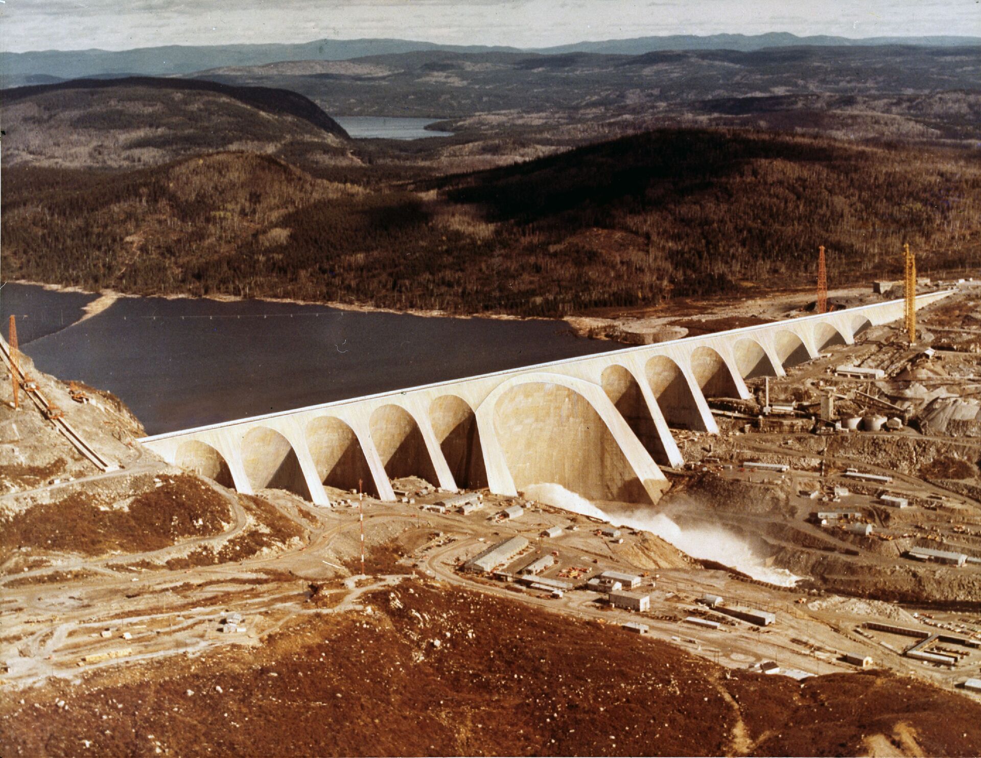 Aerial view of the Daniel Johnson hydroelectric dam..
