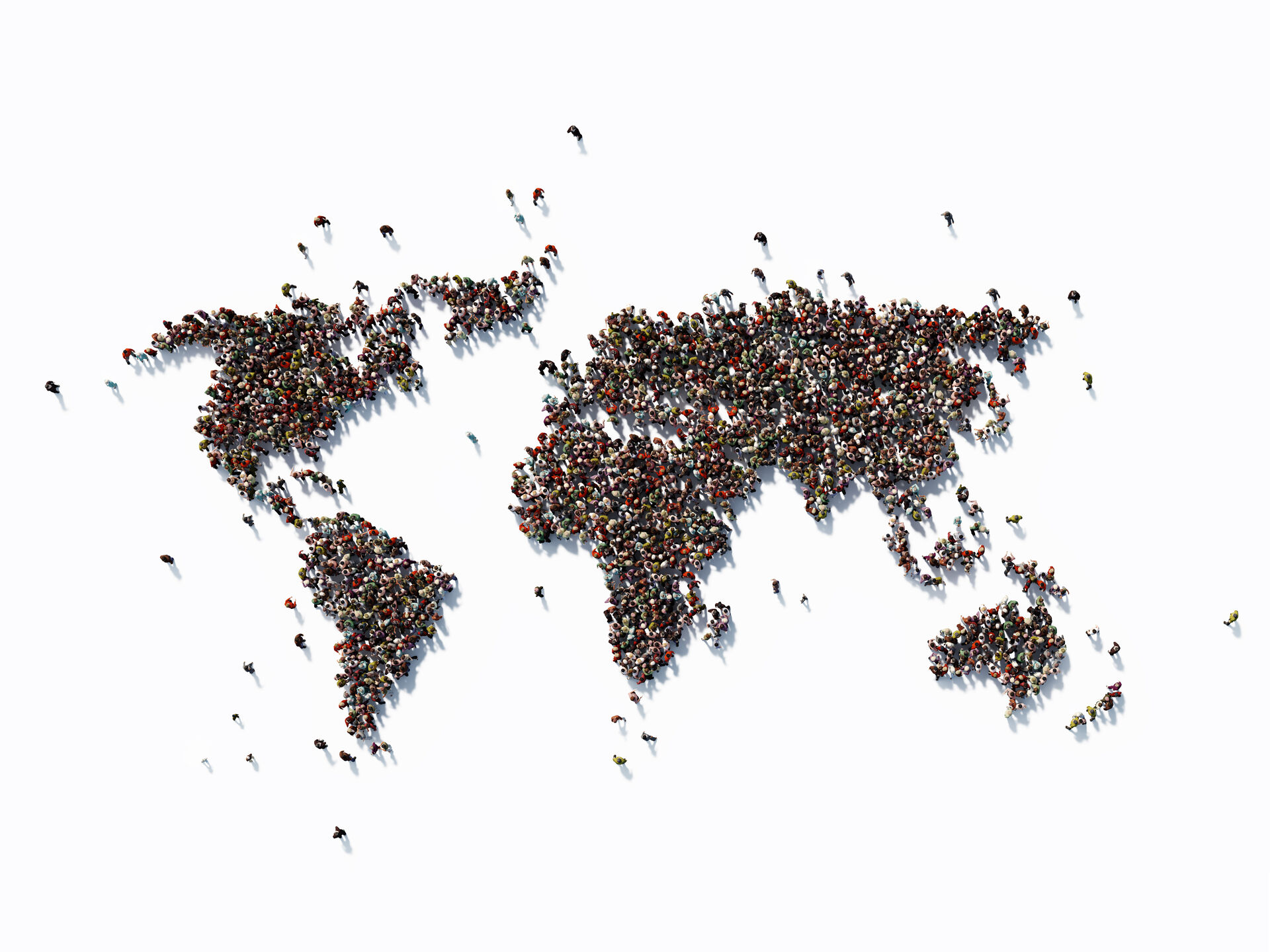 Map of the world made out of people