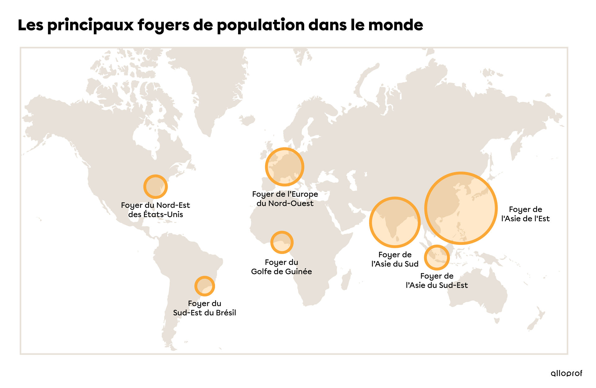 Les grands foyers de population dans le monde