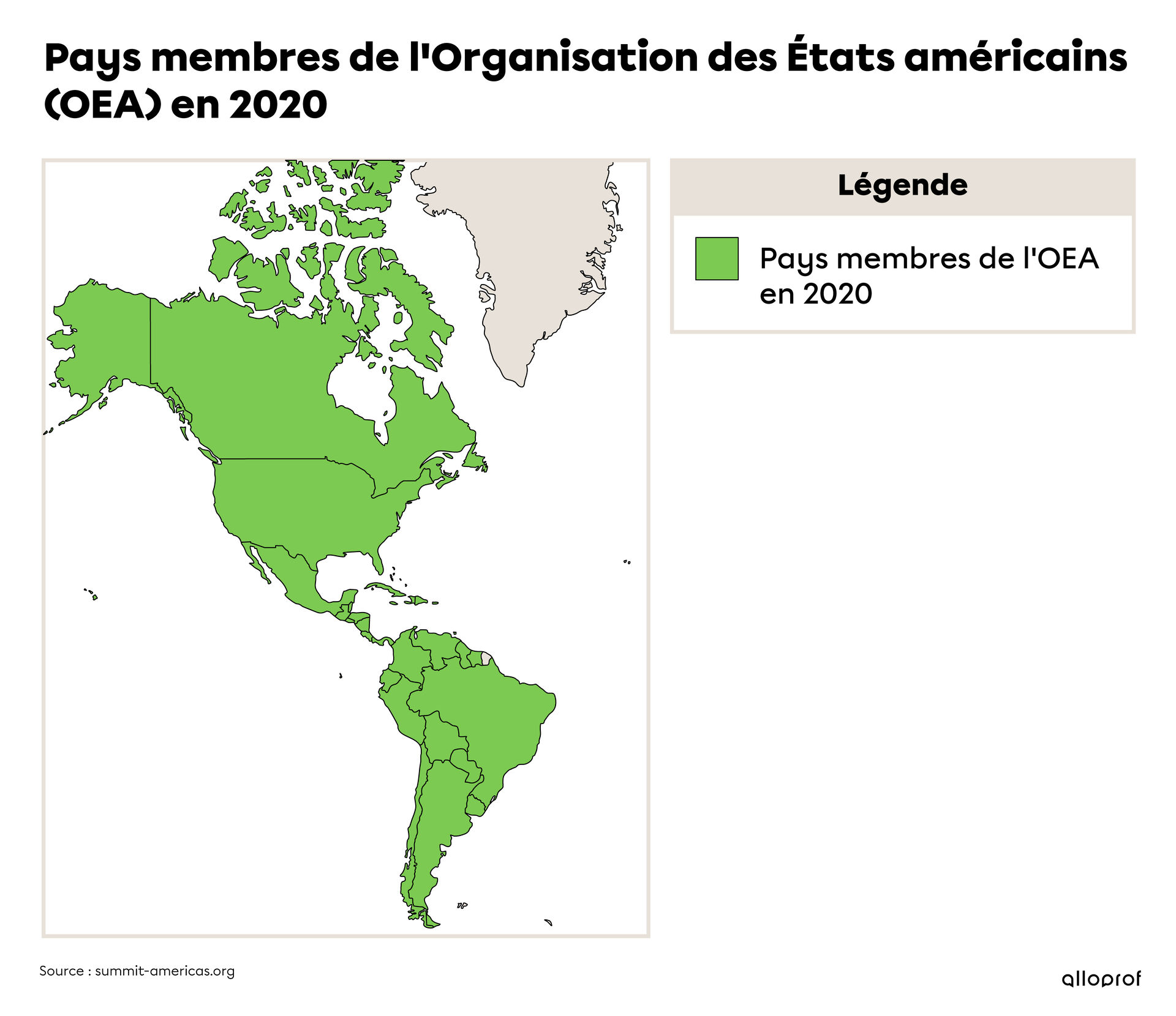 Pays membres de l’Organisation des États américains (OEA).