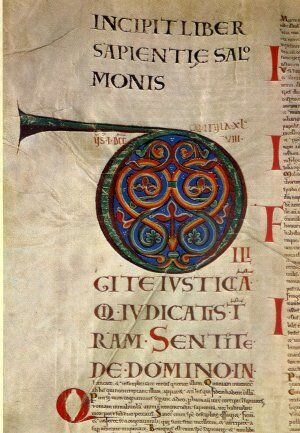 ​Enluminures dans un texte écrit en latin