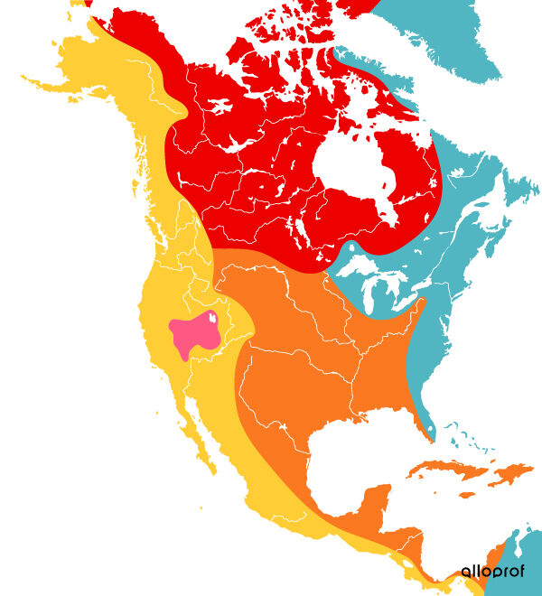 The distribution of catchment areas in North America