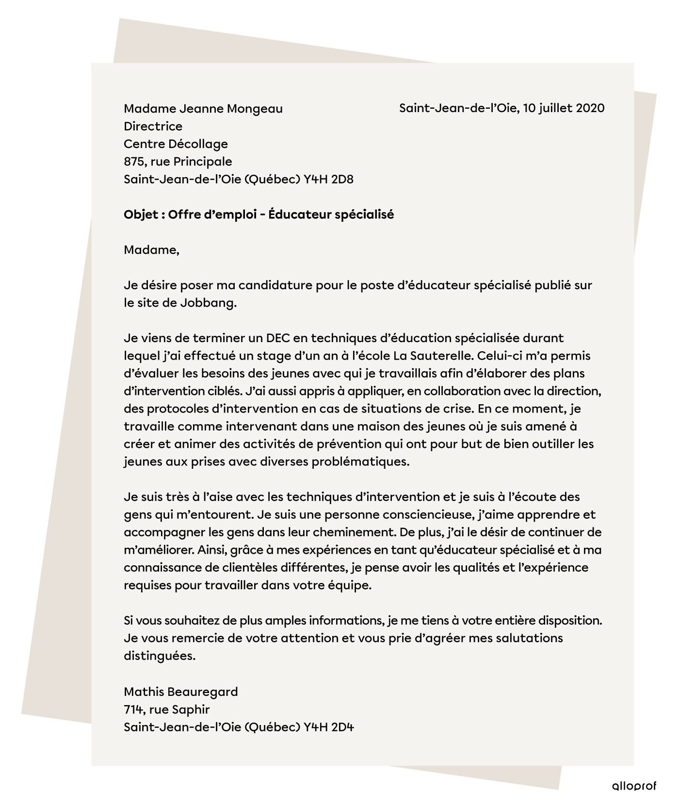 Lettre de motivation