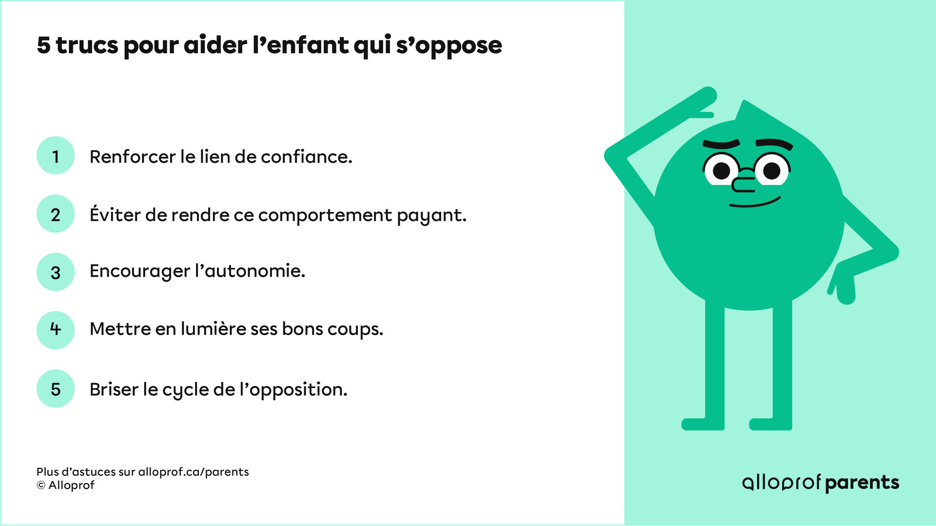 Trucs pour aider l’enfant qui s’oppose Alloprof