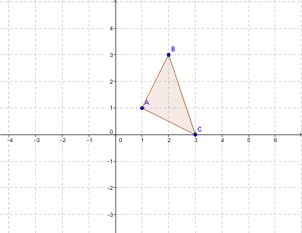 Triangle ABC on a Cartesian plane.