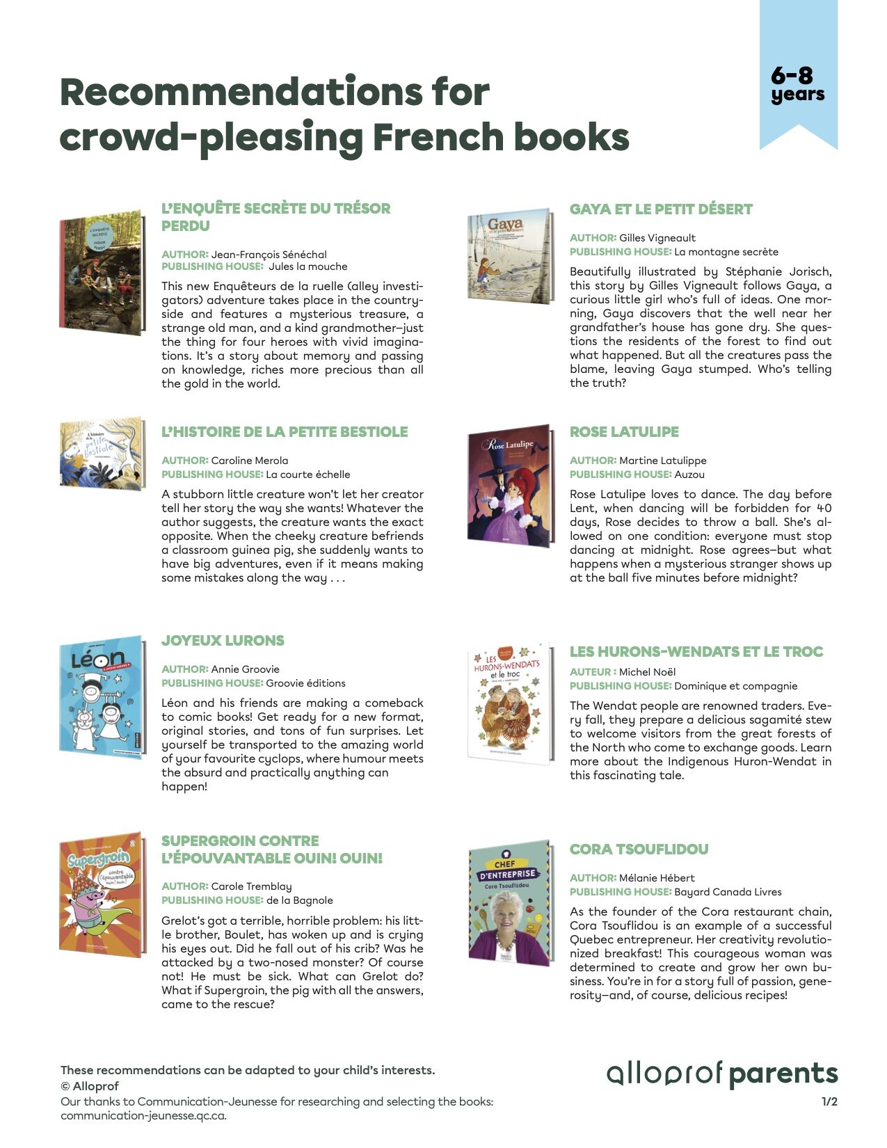 Recommendations for crowd-pleasing French books