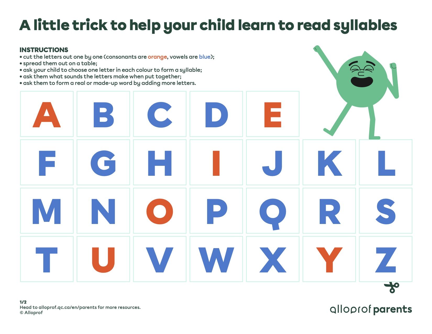 A little trick to help your child learn to read syllables