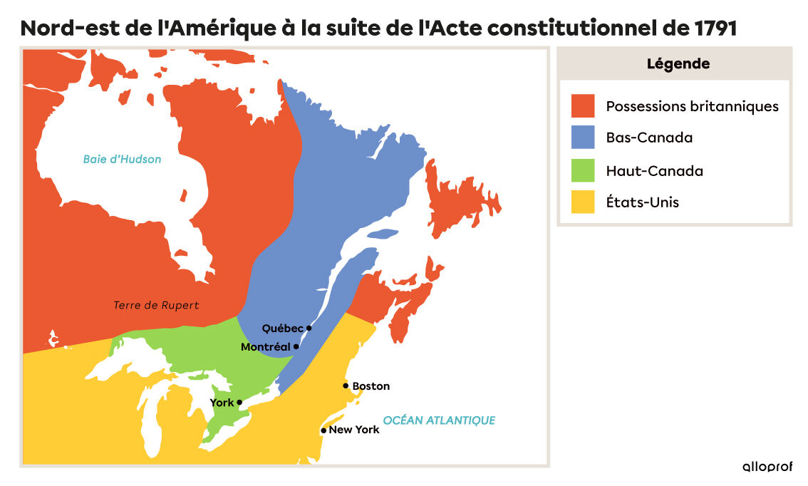 Carte de l’Amérique du Nord sous l’Acte constitutionnel