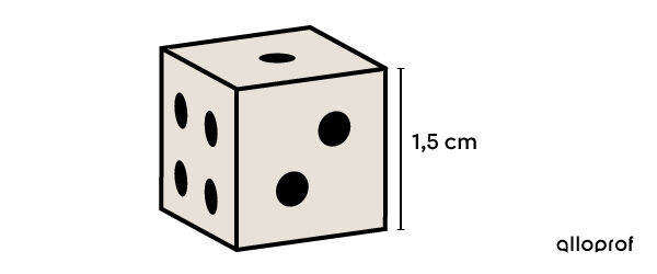 Dé utilisé pour déterminer le volume d’un cube