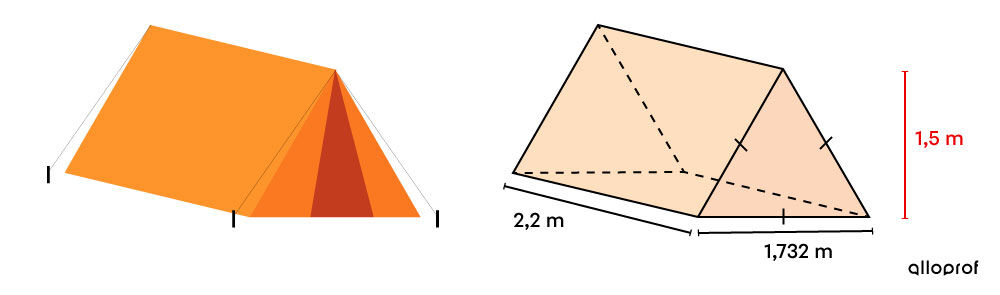 Tente en forme de prisme régulier à base triangulaire pour déterminer le volume