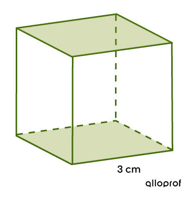 Cube where 2 bases are identified to determine the area of the bases
