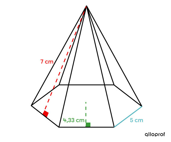 Pyramide à base hexagonale pour laquelle on détermine l’aire de la base