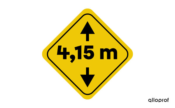 Panneau de signalisation qui indique une hauteur maximale de 4,15 m