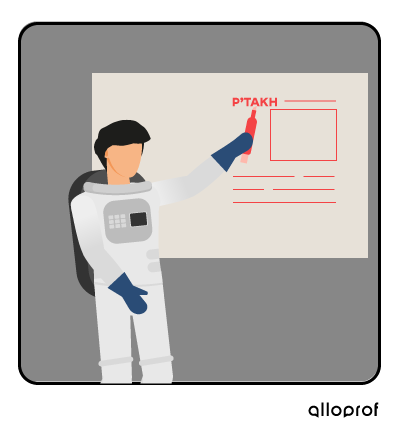 Astronaut pointing at a board.