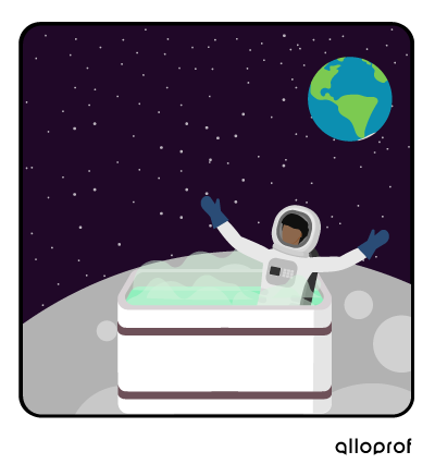 Astronaut relaxing in hot water.