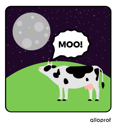 Cow mooing at the moon.
