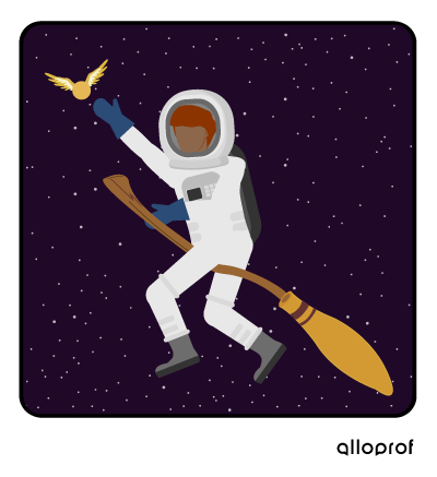 Astronaut playing quidditch.