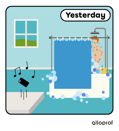 A person was taking a shower when the phone rang.