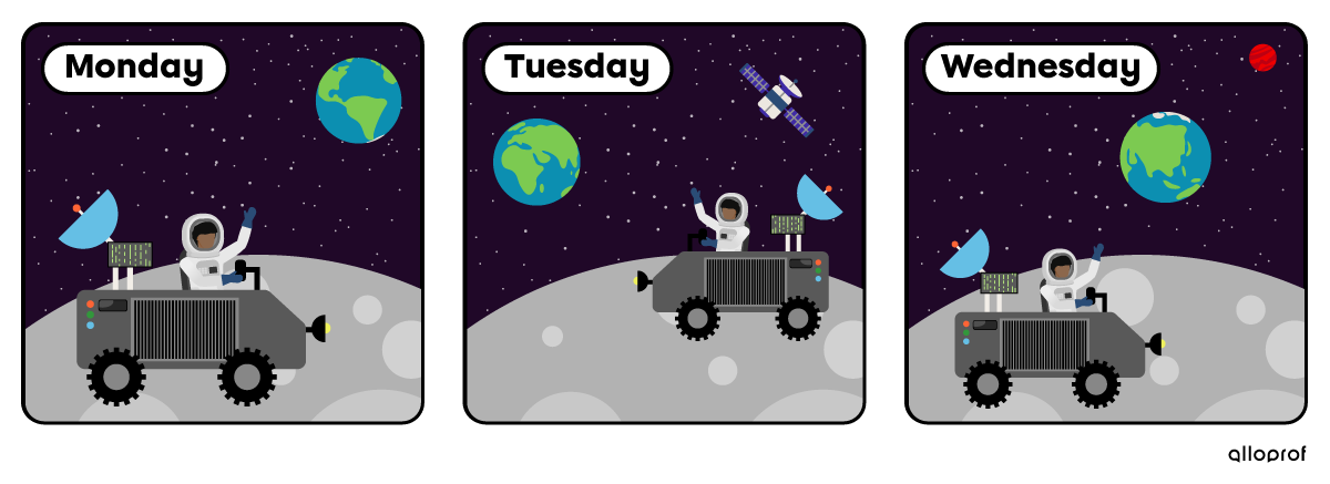Astronaut driving around on the Moon.