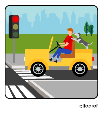 Car stopping at a red light.