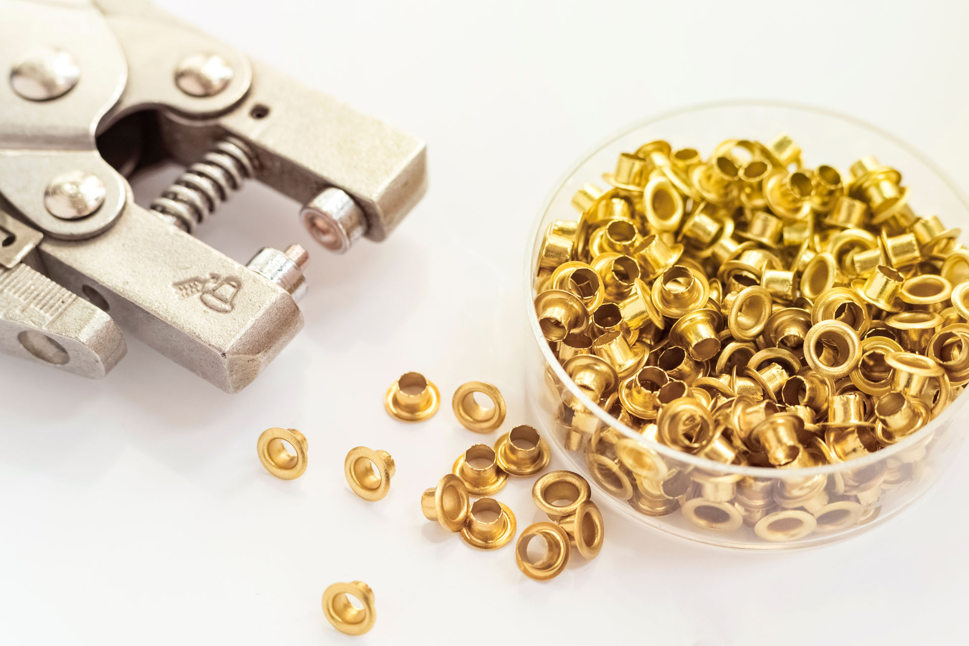 Une pince à riveter et des rivets