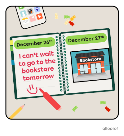 Today is December 26th and Sarah plans to go to the bookstore tomorrow, on December 27th. 