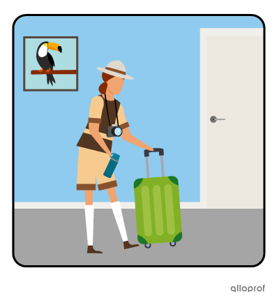 Florence the explorer has packed her suitcase and is ready to go.