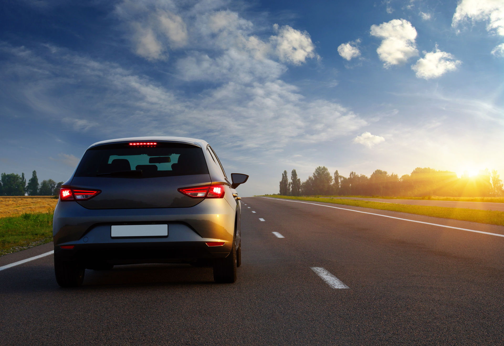 A car on the road.