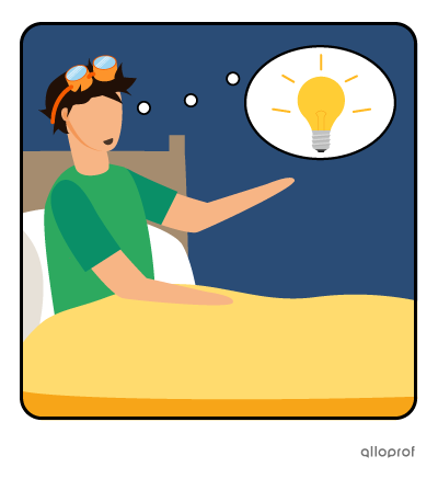 Hubert the inventor woke up because he had a great idea.