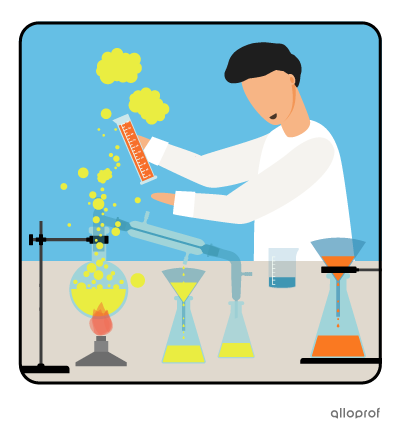 A man does a risky scientific experiment.
