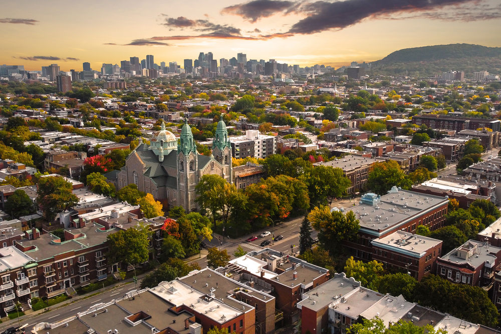 Aerial view of Plateau-Mont-Royal, a neighbourhood in Montreal.