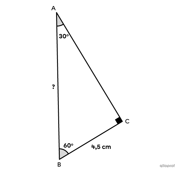 Dans un triangle rectangle, la mesure de la cathète adjacente à l'angle de 60 degrés est toujours égale à la moitié de celle de l'hypoténuse. ​​